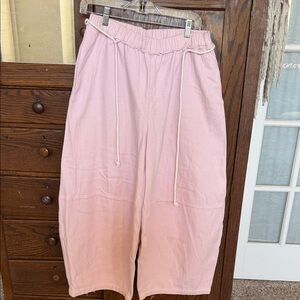Free people barrel legged Pink Drawstring Wide-Leg Pants